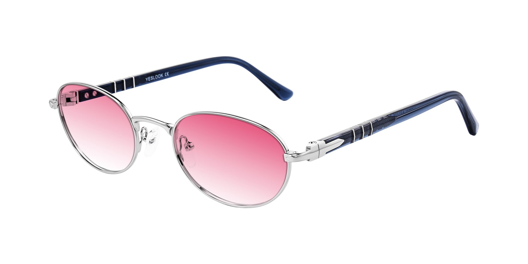 Angle of Gamal in Silver/Blue with Pink Gradient Lenses