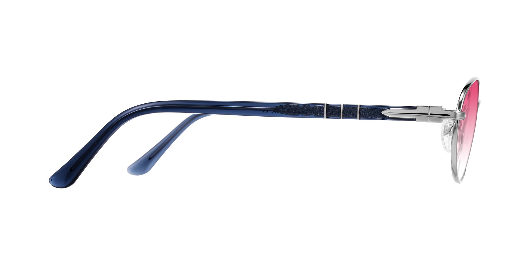 Side of Gamal in Silver/Blue with Pink Gradient Lenses
