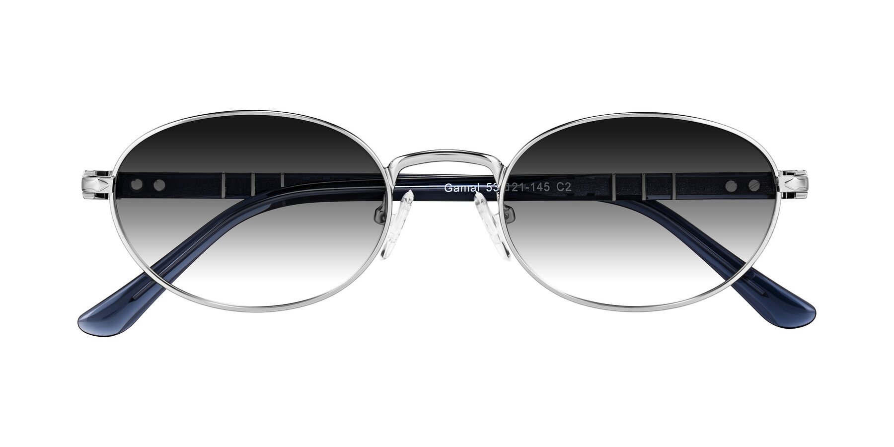 Folded Front of Gamal in Silver/Blue with Gray Gradient Lenses