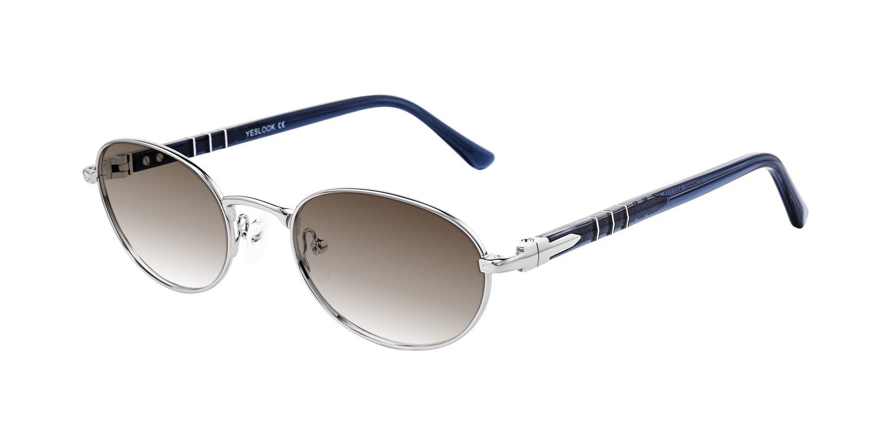 Angle of Gamal in Silver/Blue with Brown Gradient Lenses