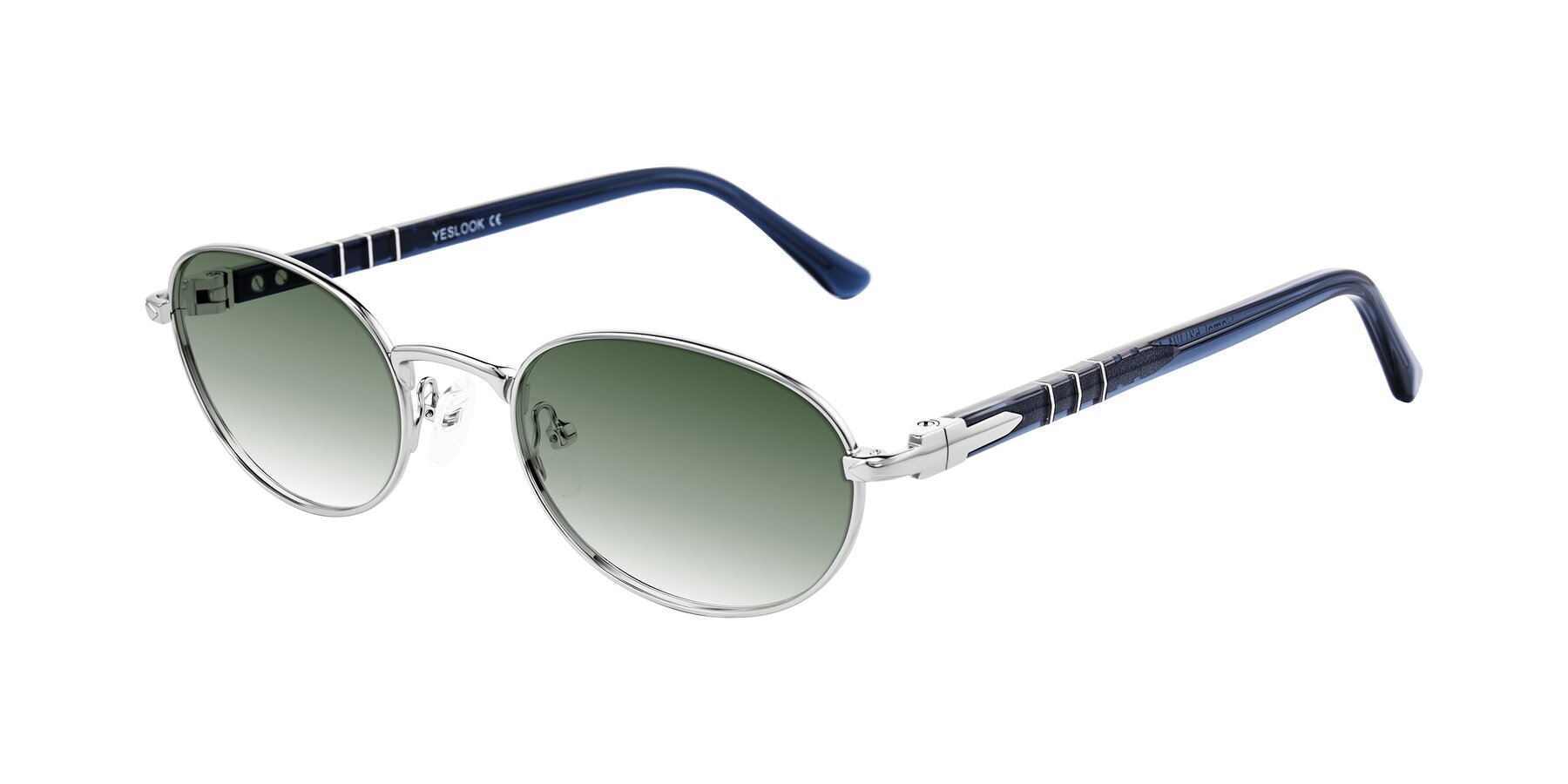 Angle of Gamal in Silver/Blue with Green Gradient Lenses