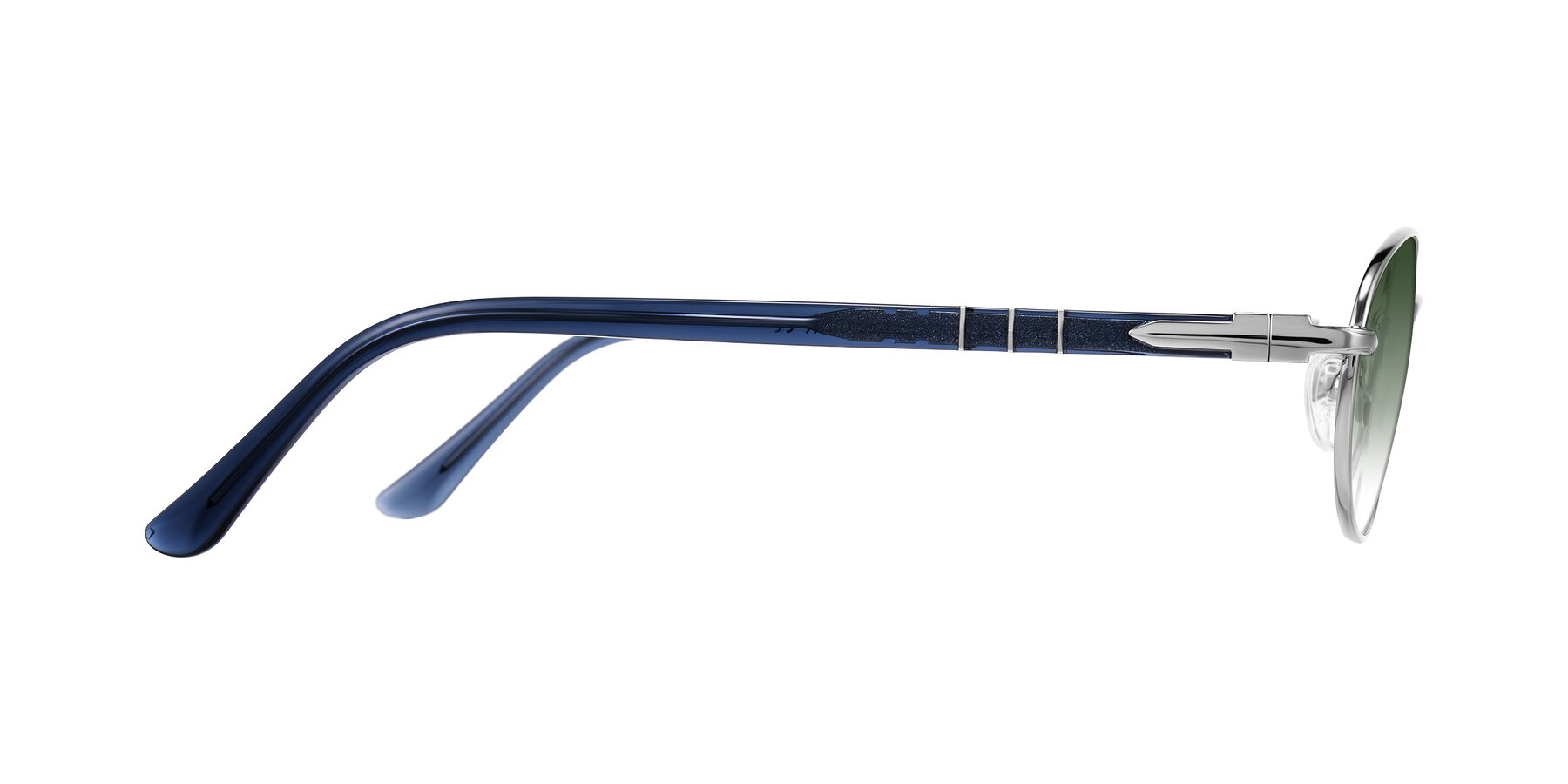 Side of Gamal in Silver/Blue with Green Gradient Lenses