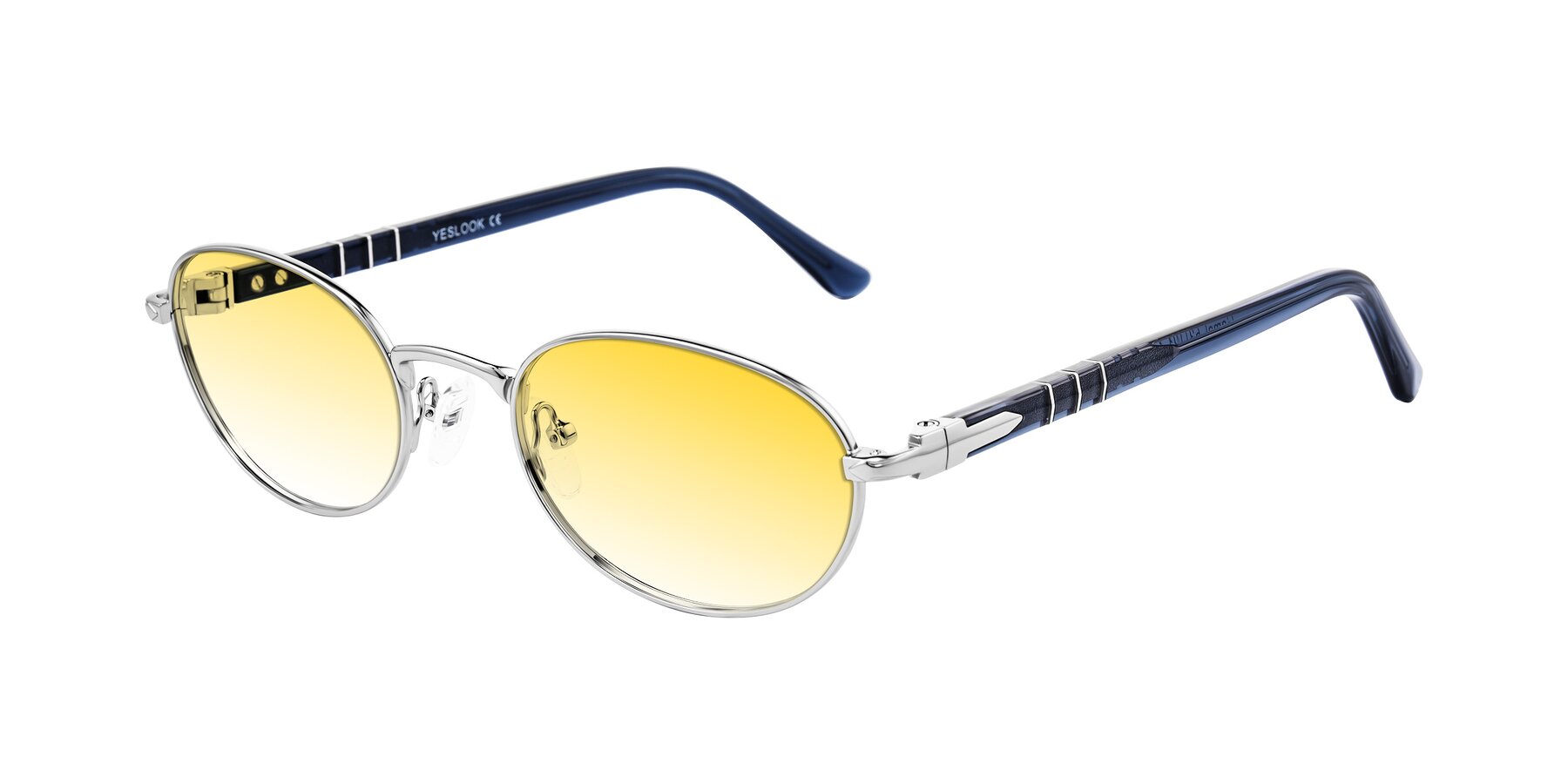 Angle of Gamal in Silver/Blue with Yellow Gradient Lenses