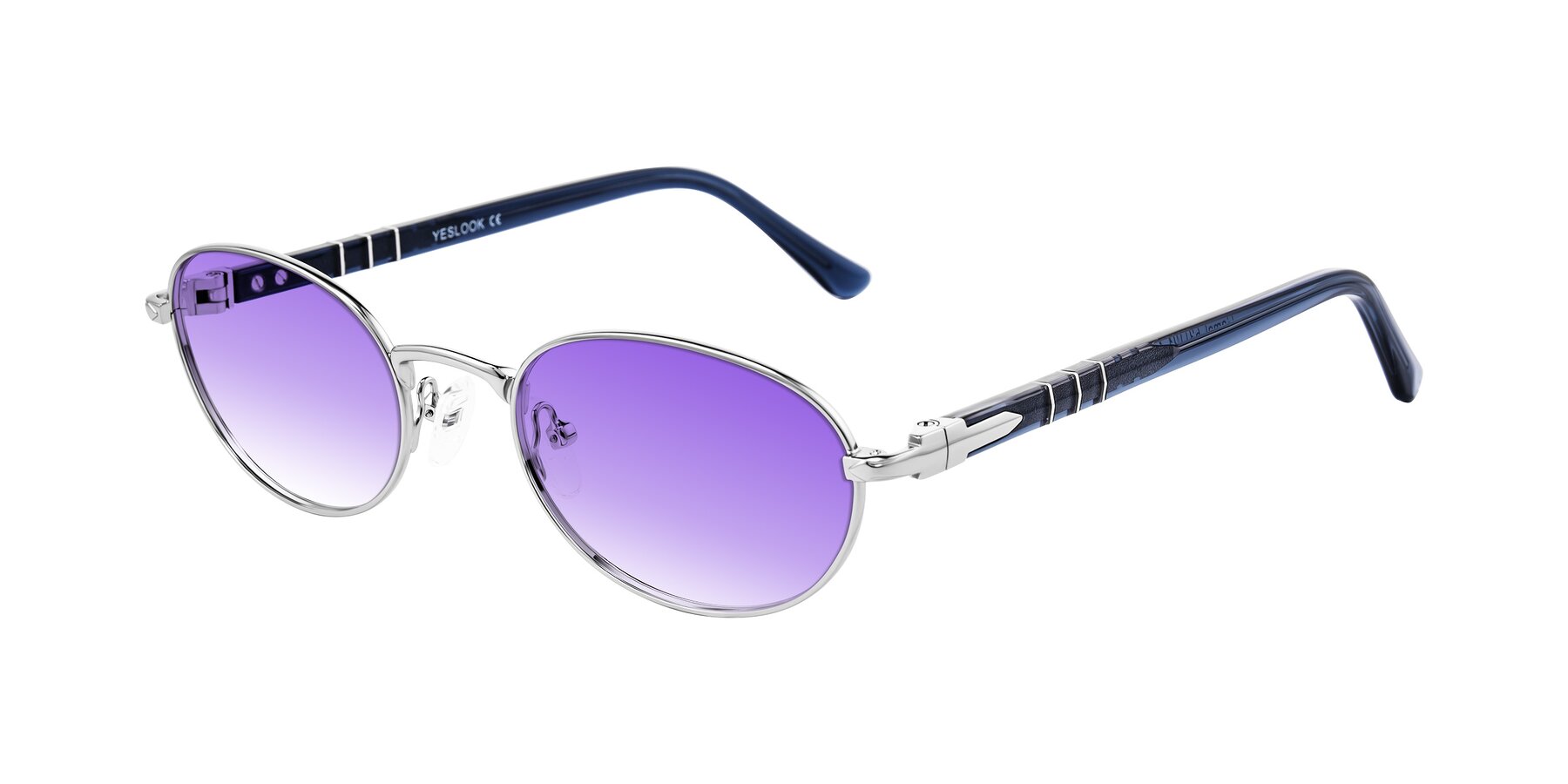Angle of Gamal in Silver/Blue with Purple Gradient Lenses