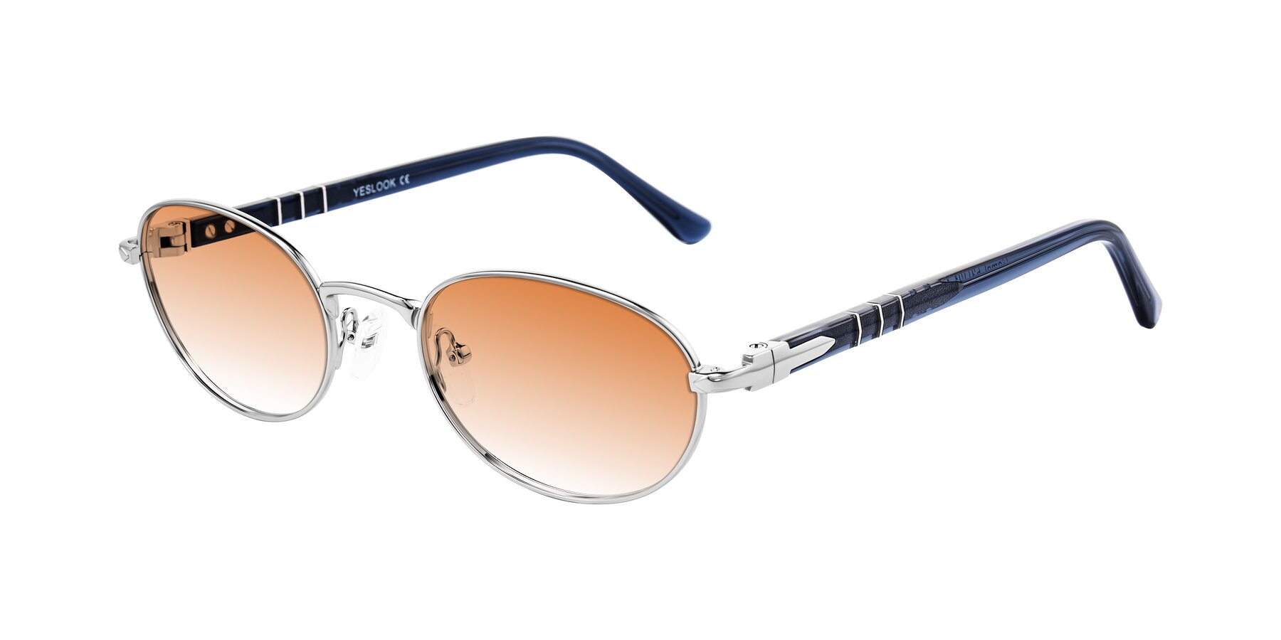 Angle of Gamal in Silver/Blue with Orange Gradient Lenses