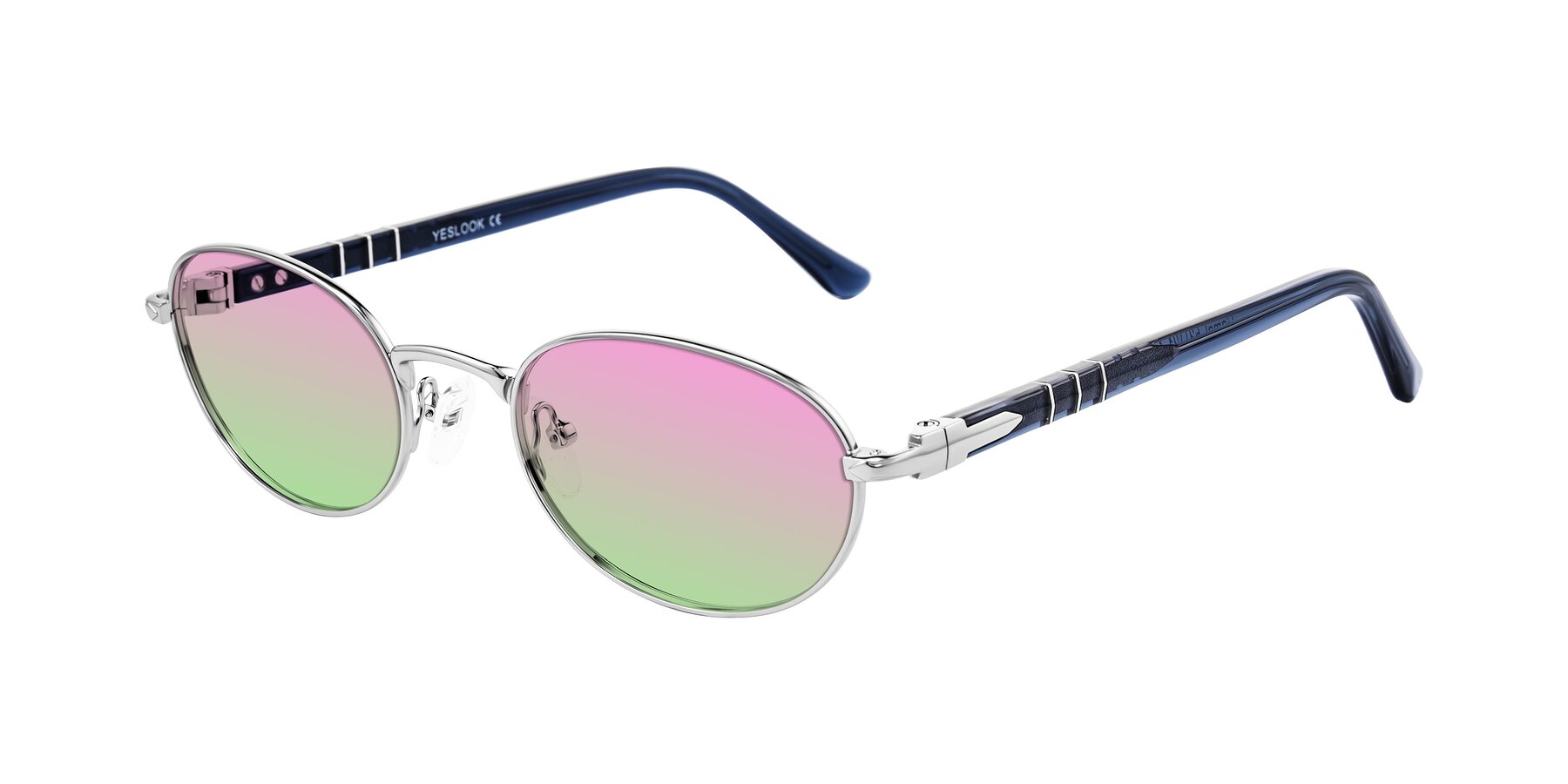 Angle of Gamal in Silver/Blue with Pink / Green Gradient Lenses