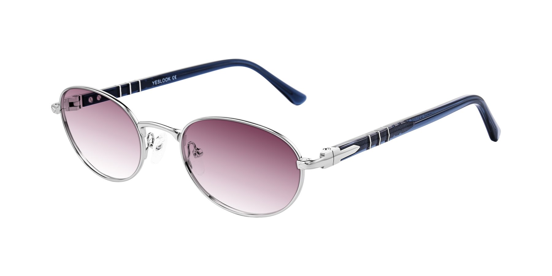 Angle of Gamal in Silver/Blue with Wine Gradient Lenses