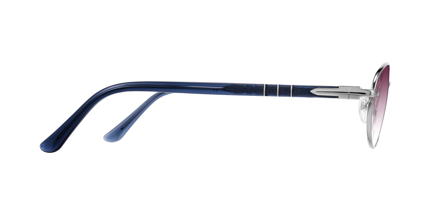 Side of Gamal in Silver/Blue with Wine Gradient Lenses