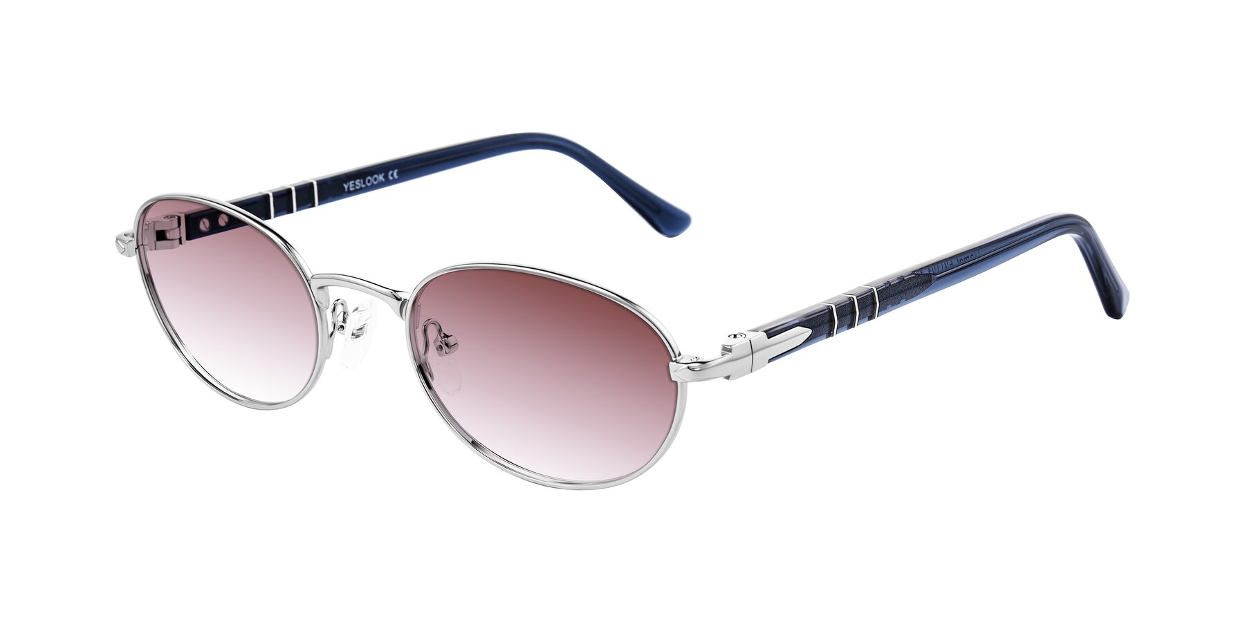 Angle of Gamal in Silver/Blue with Garnet Gradient Lenses