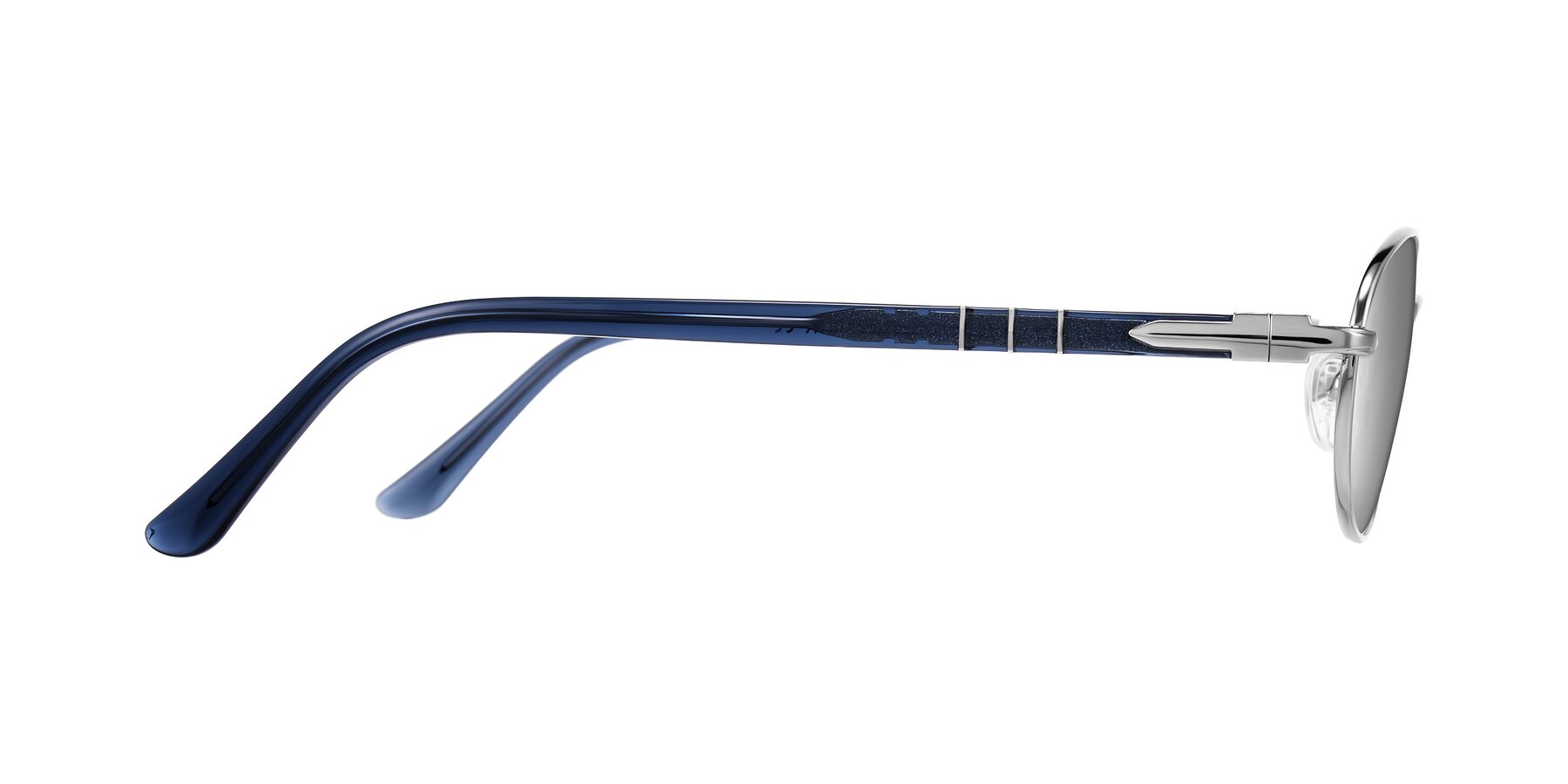 Side of Gamal in Silver/Blue with Silver Mirrored Lenses
