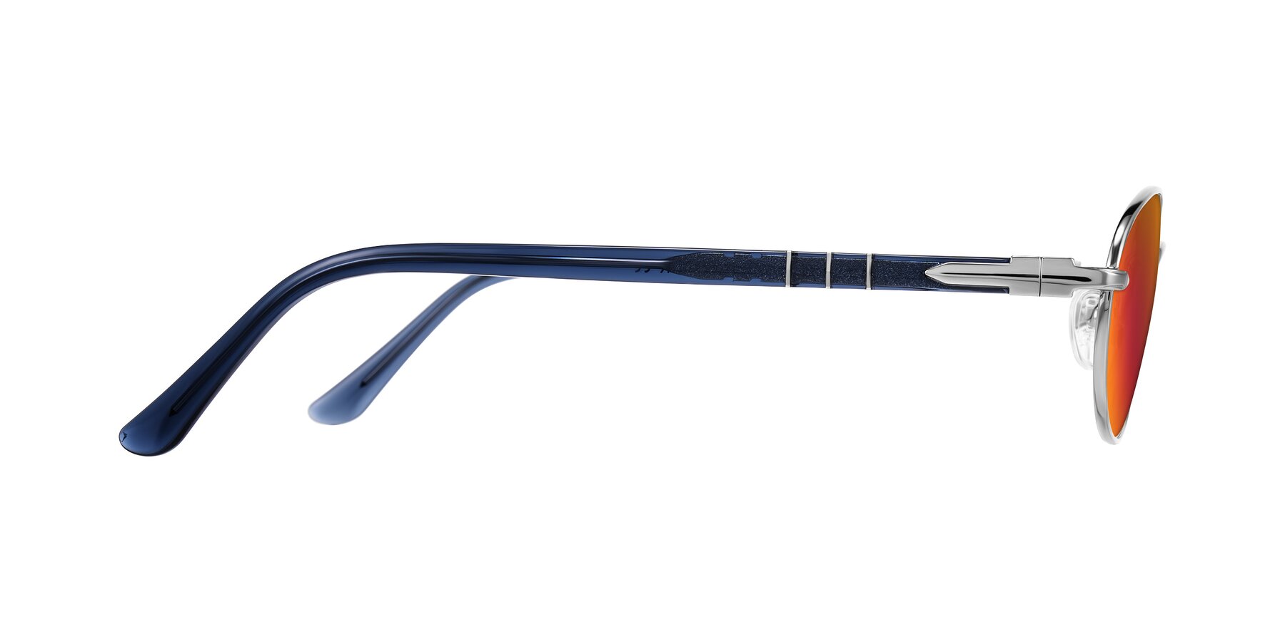 Side of Gamal in Silver/Blue with Red Gold Mirrored Lenses