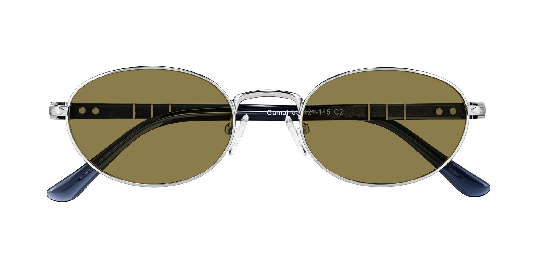 Folded Front of Gamal in Silver/Blue with Brown Polarized Lenses