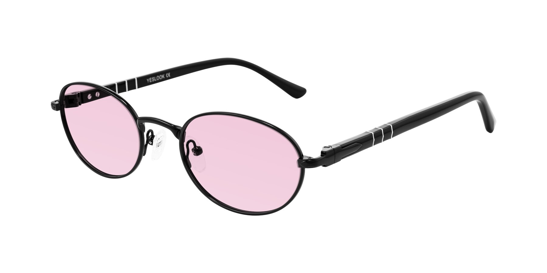 Angle of Gamal in Black with Light Pink Tinted Lenses