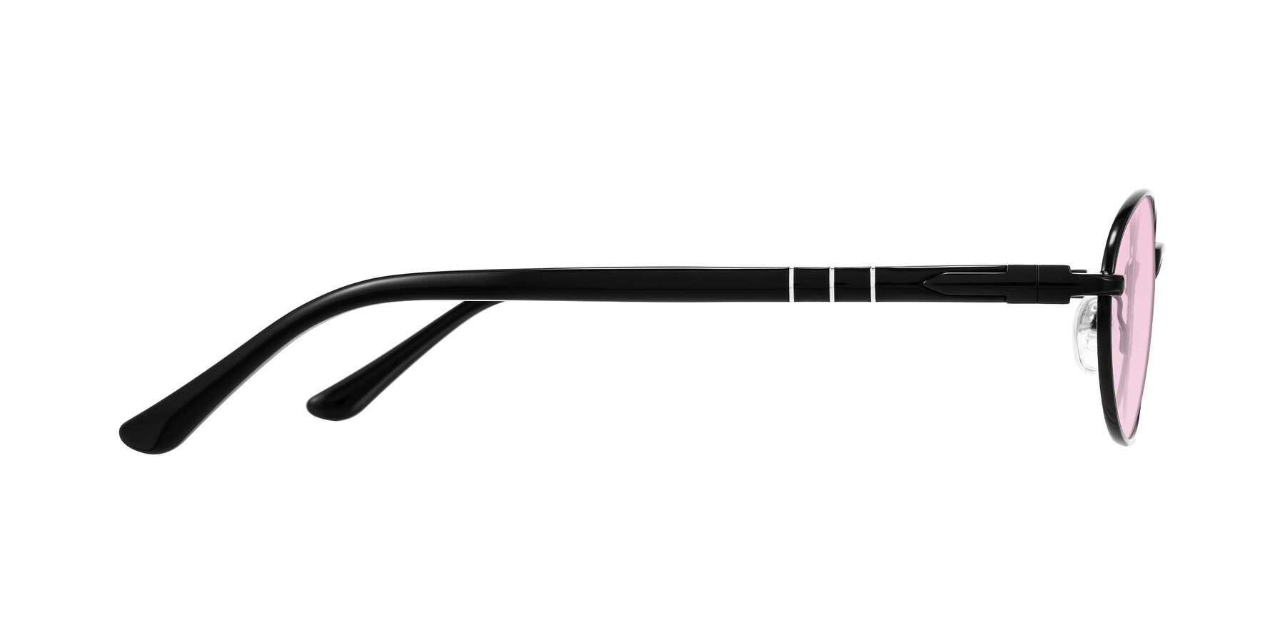 Side of Gamal in Black with Light Pink Tinted Lenses