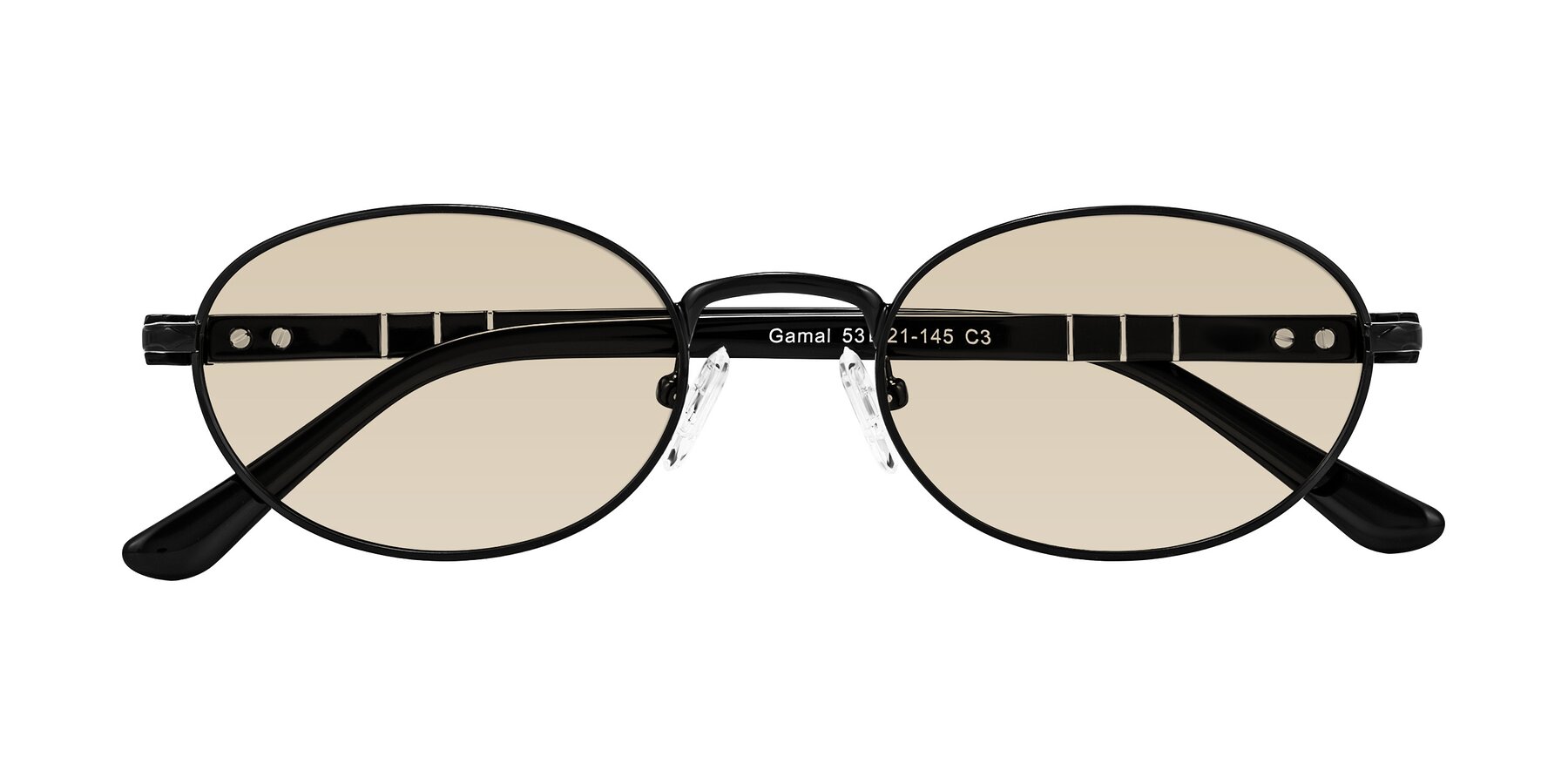 Folded Front of Gamal in Black with Light Brown Tinted Lenses