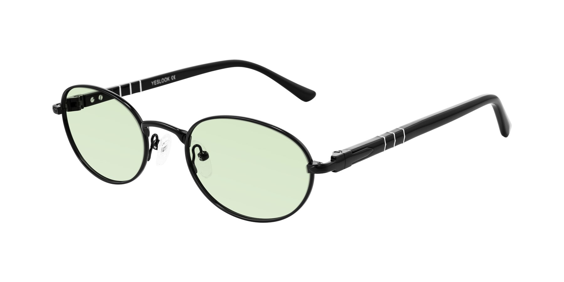 Angle of Gamal in Black with Light Green Tinted Lenses
