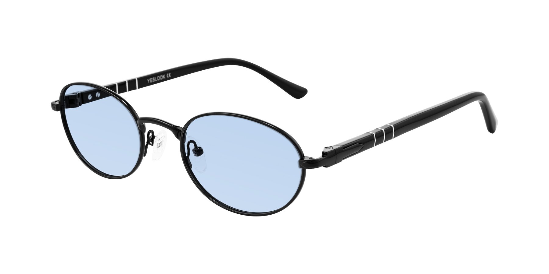 Angle of Gamal in Black with Light Blue Tinted Lenses