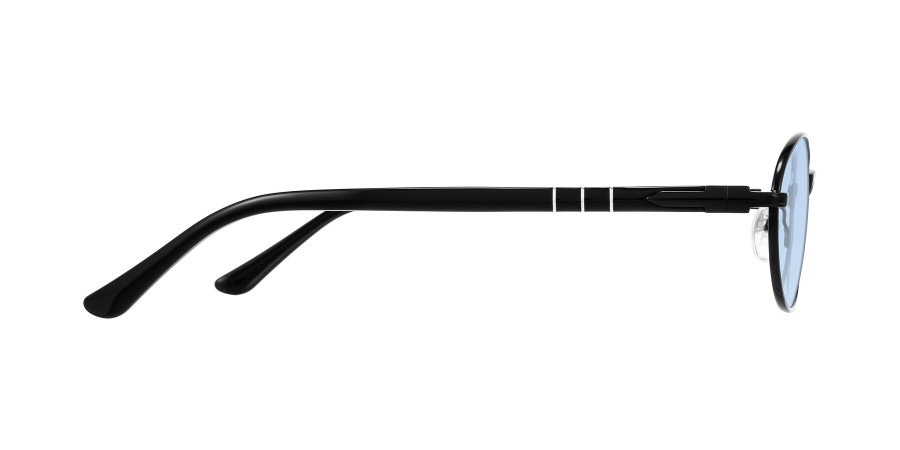 Side of Gamal in Black with Light Blue Tinted Lenses