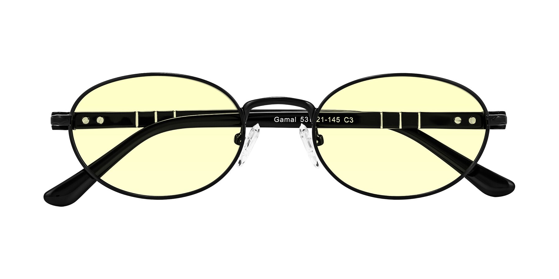 Folded Front of Gamal in Black with Light Yellow Tinted Lenses