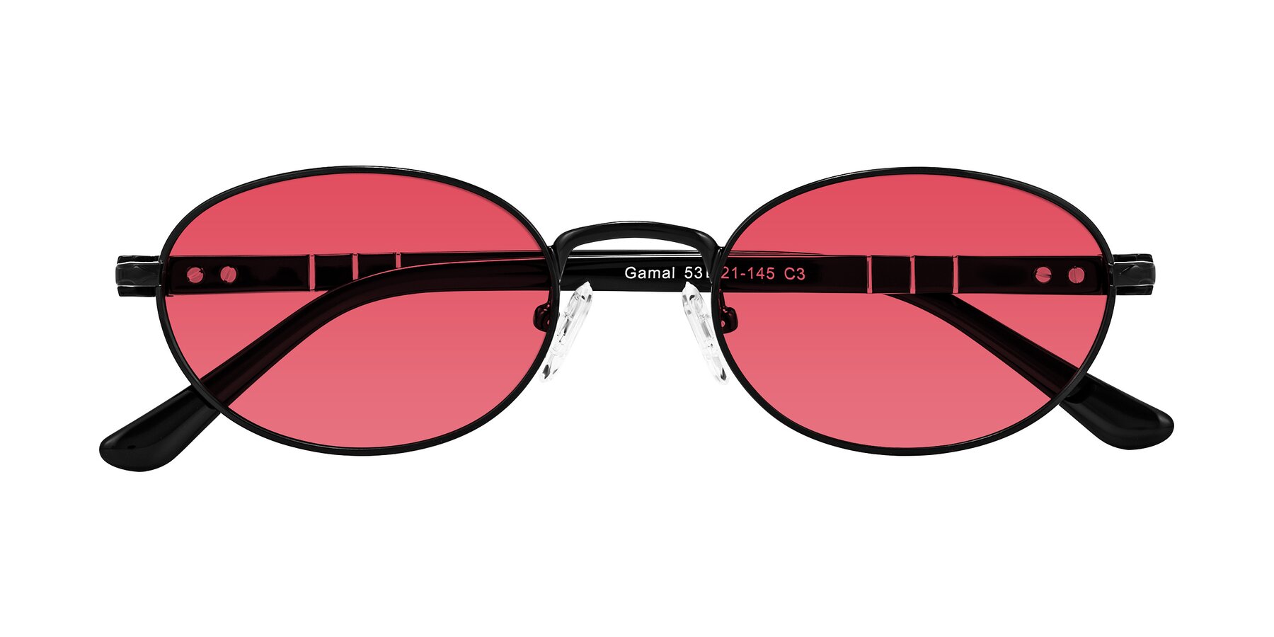 Folded Front of Gamal in Black with Red Tinted Lenses