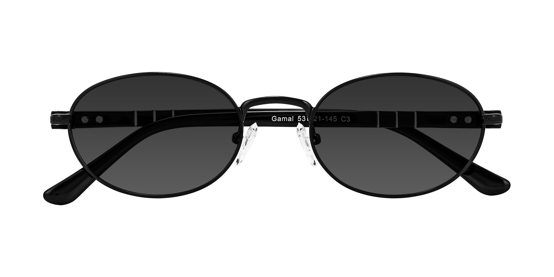Folded Front of Gamal in Black with Gray Tinted Lenses