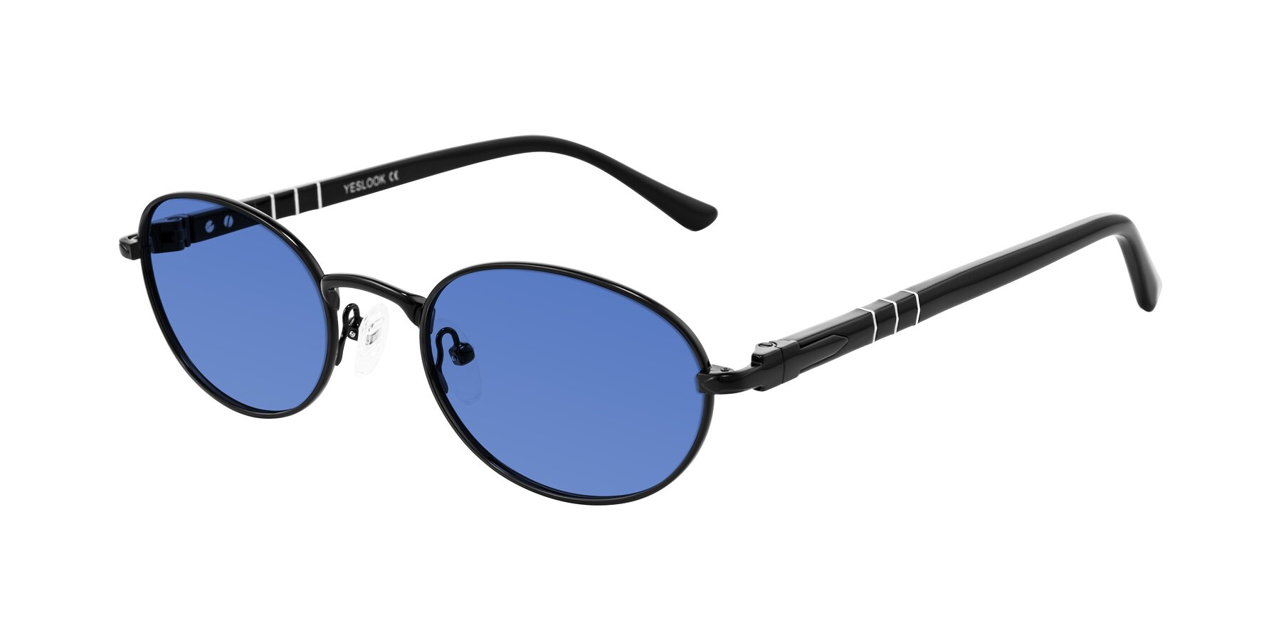 Angle of Gamal in Black with Blue Tinted Lenses