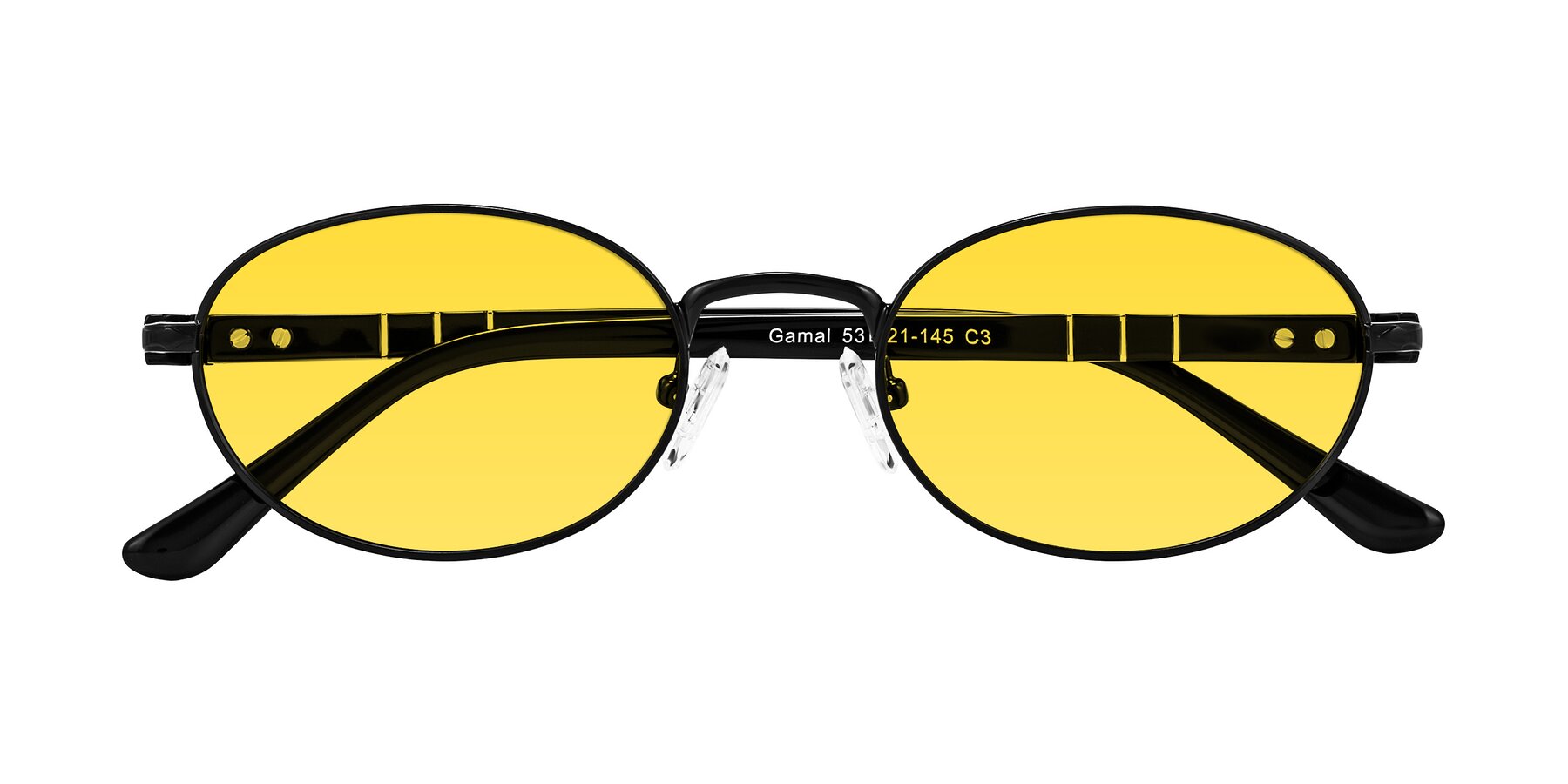Folded Front of Gamal in Black with Yellow Tinted Lenses