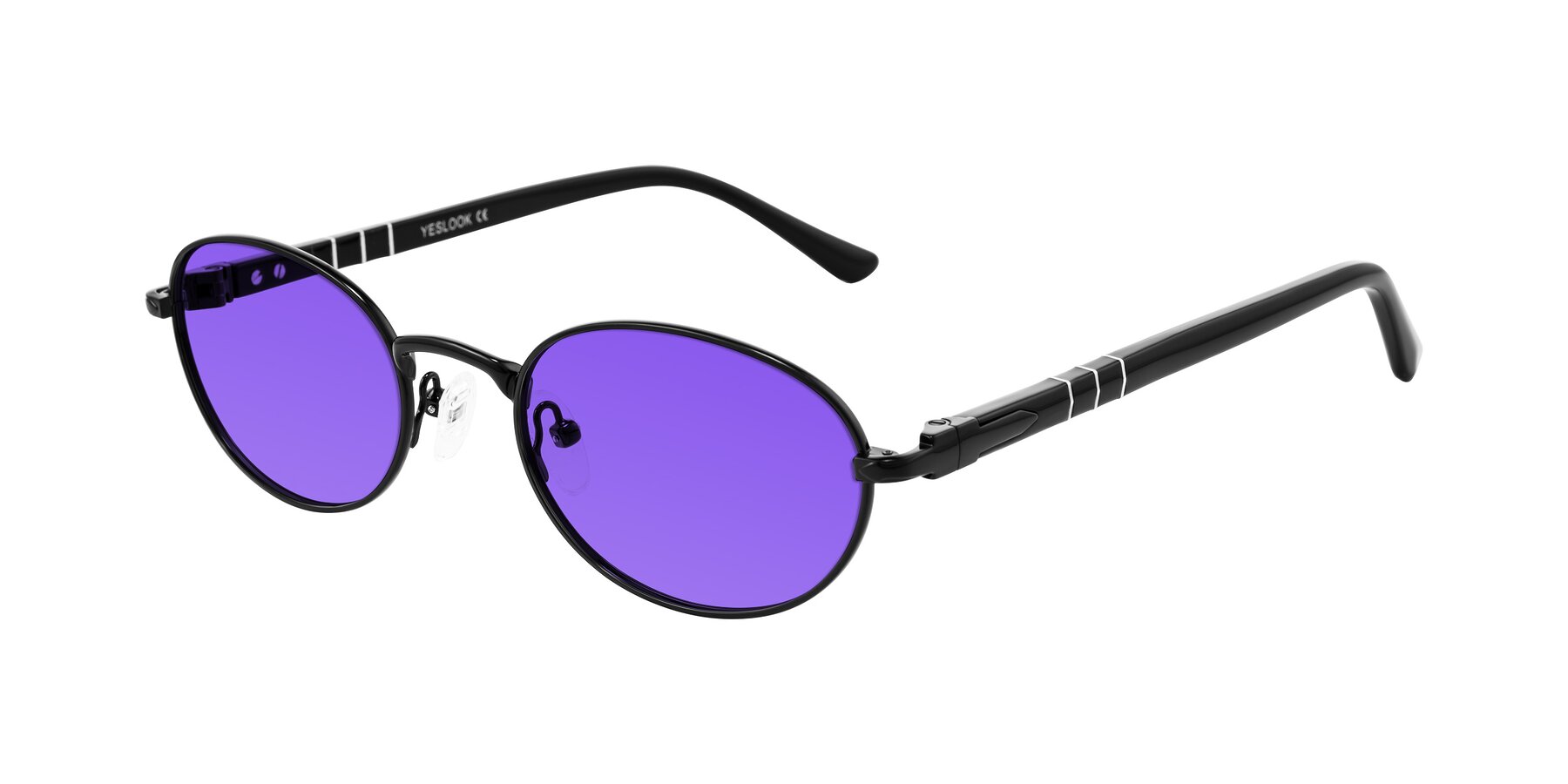 Angle of Gamal in Black with Purple Tinted Lenses