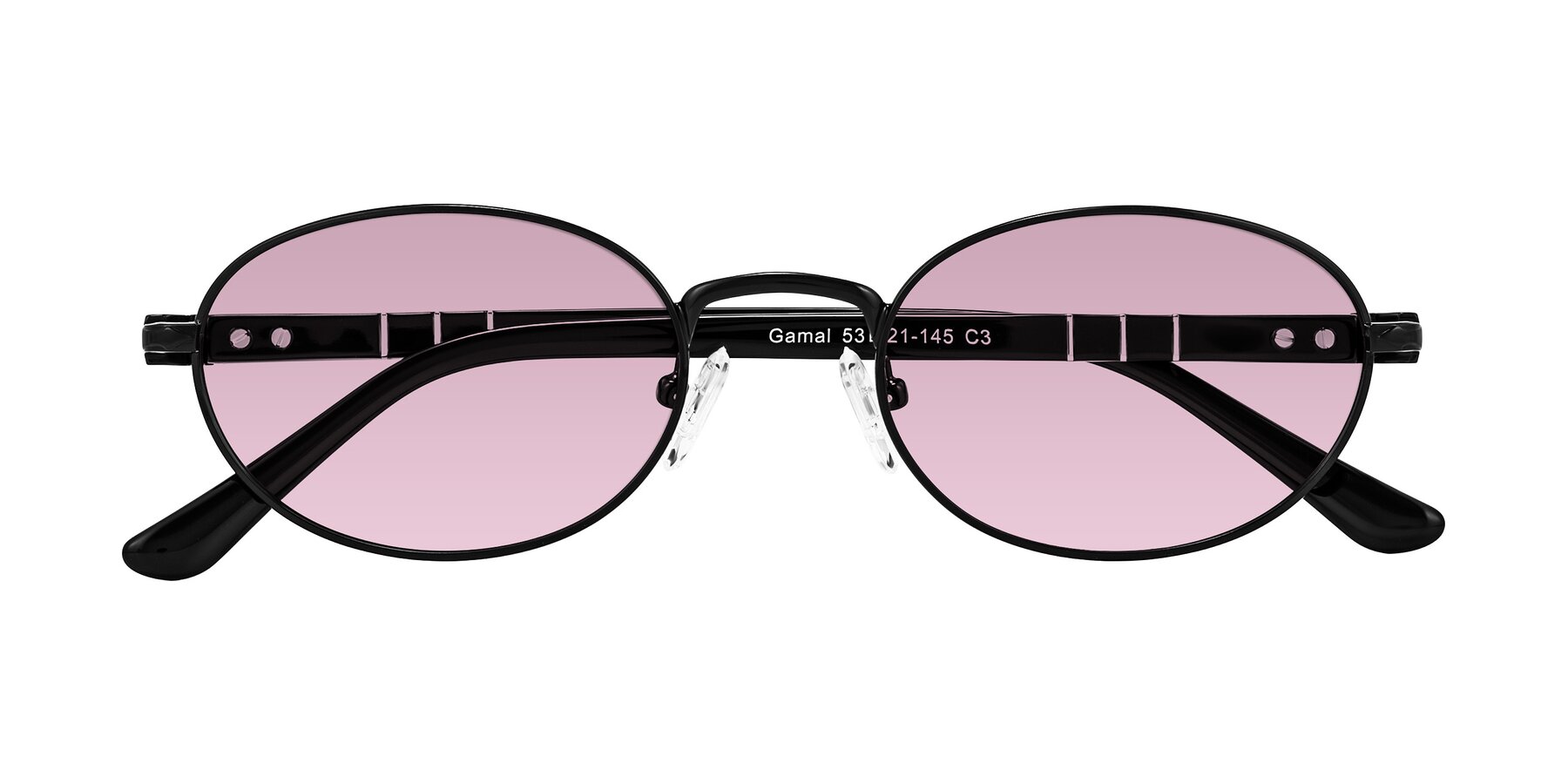 Folded Front of Gamal in Black with Light Wine Tinted Lenses