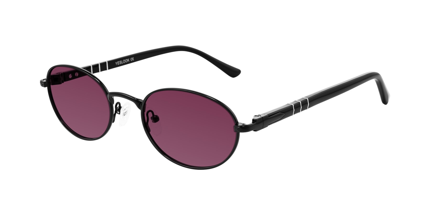 Angle of Gamal in Black with Wine Tinted Lenses