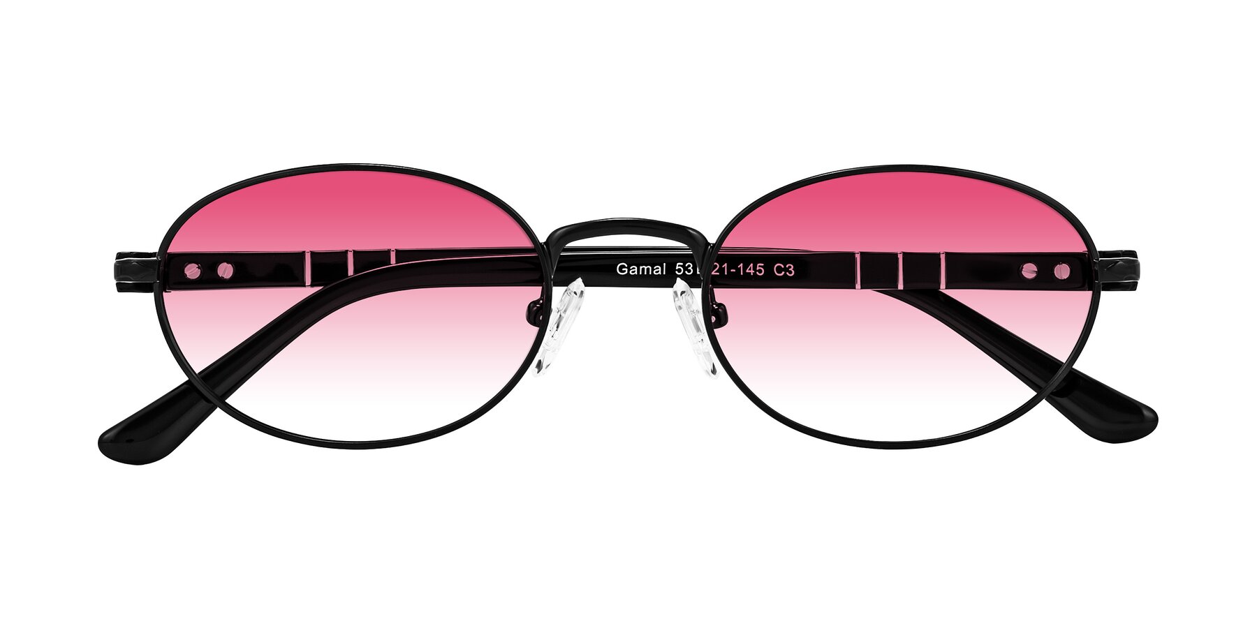 Folded Front of Gamal in Black with Pink Gradient Lenses