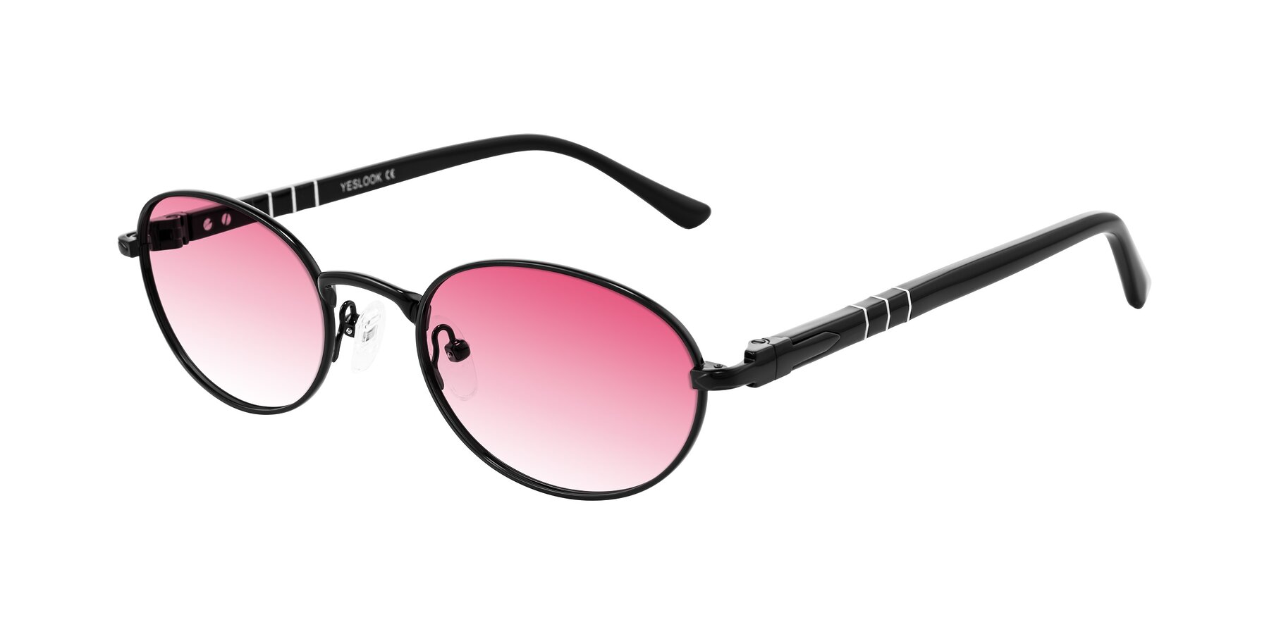 Angle of Gamal in Black with Pink Gradient Lenses