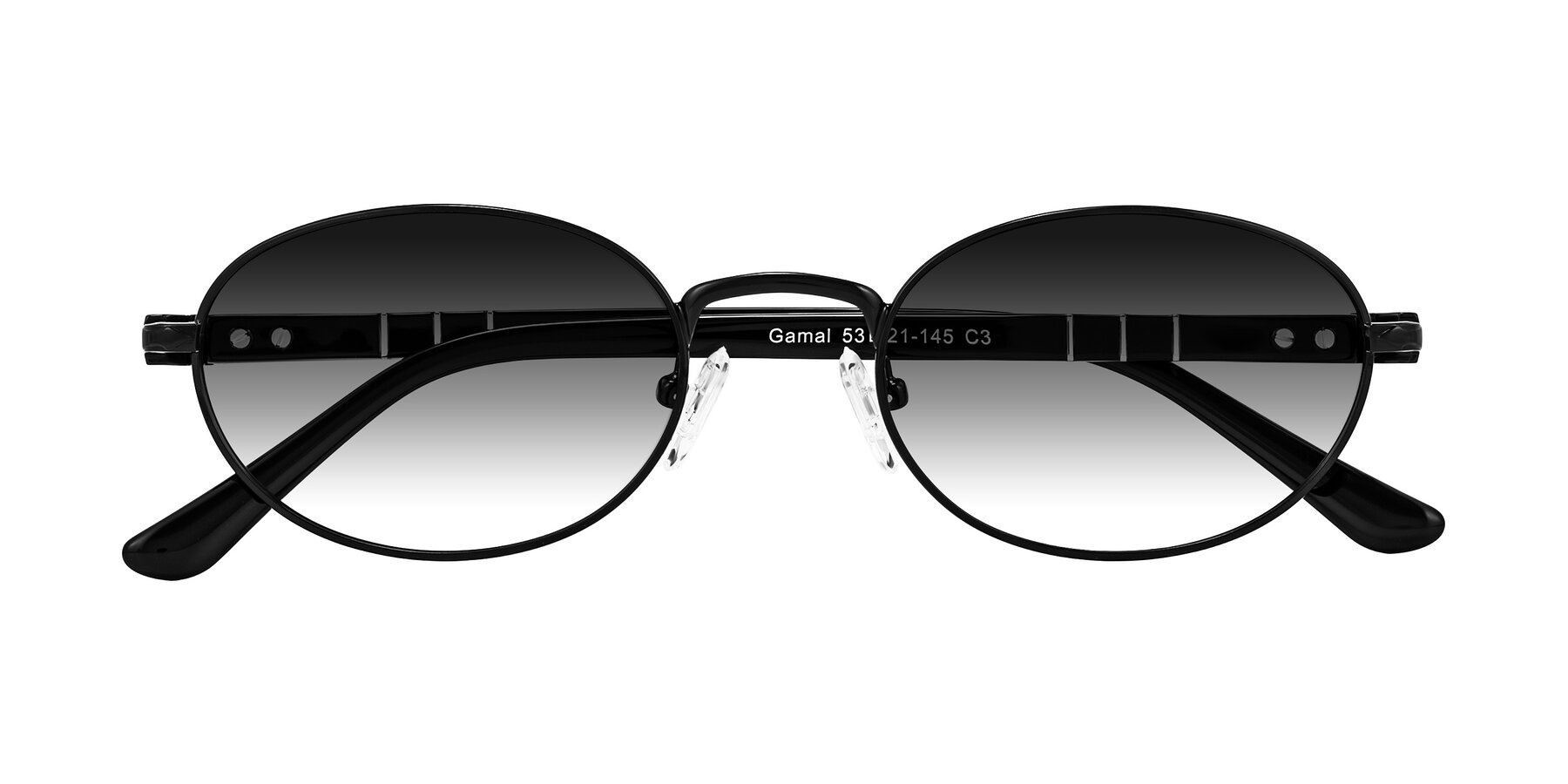 Folded Front of Gamal in Black with Gray Gradient Lenses
