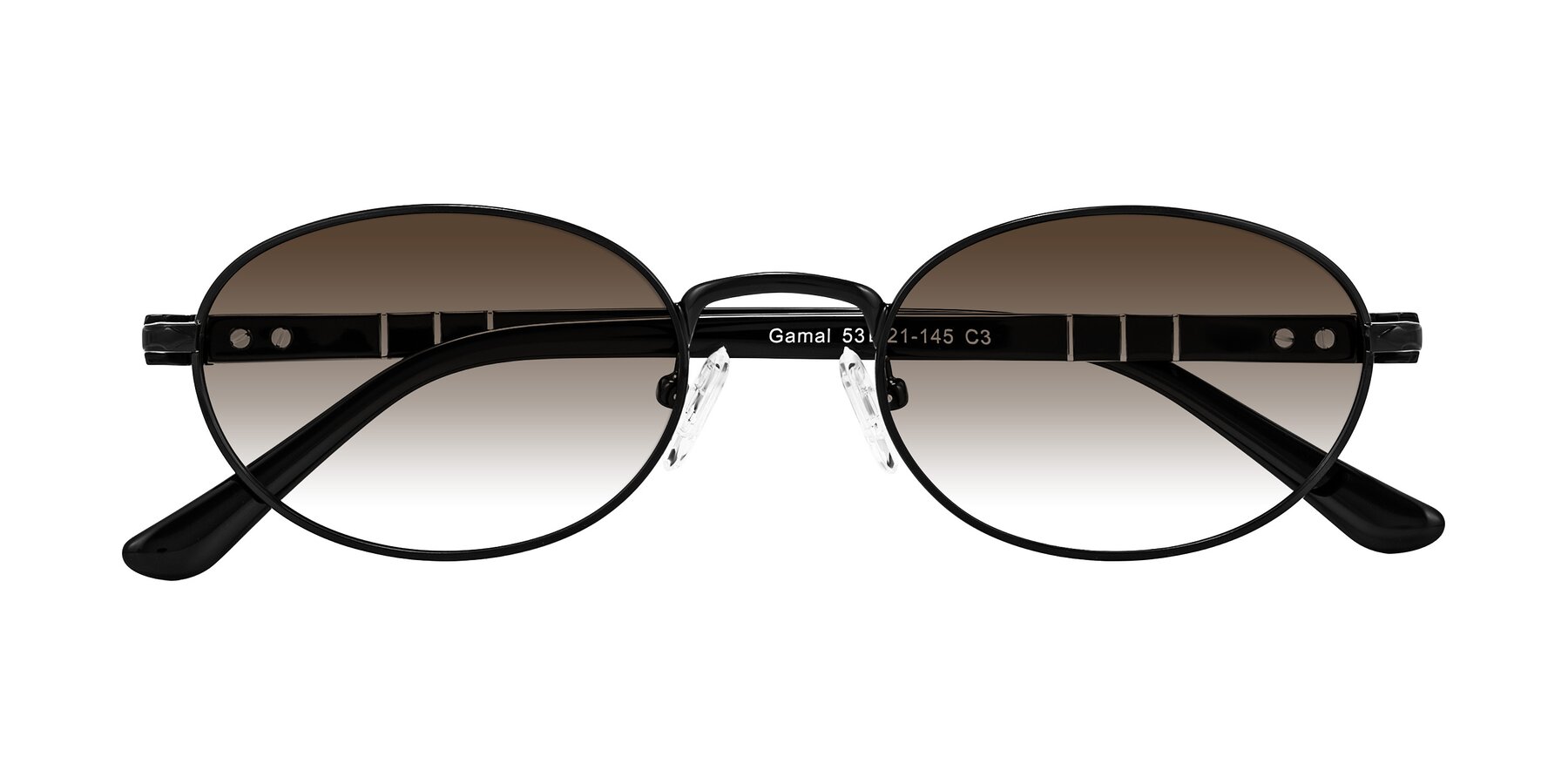 Folded Front of Gamal in Black with Brown Gradient Lenses