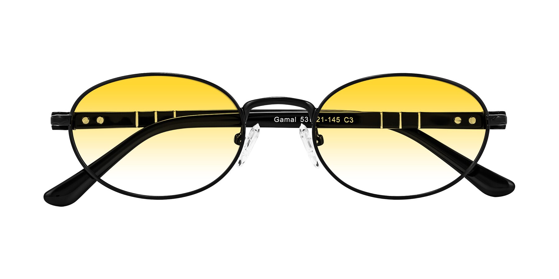Folded Front of Gamal in Black with Yellow Gradient Lenses