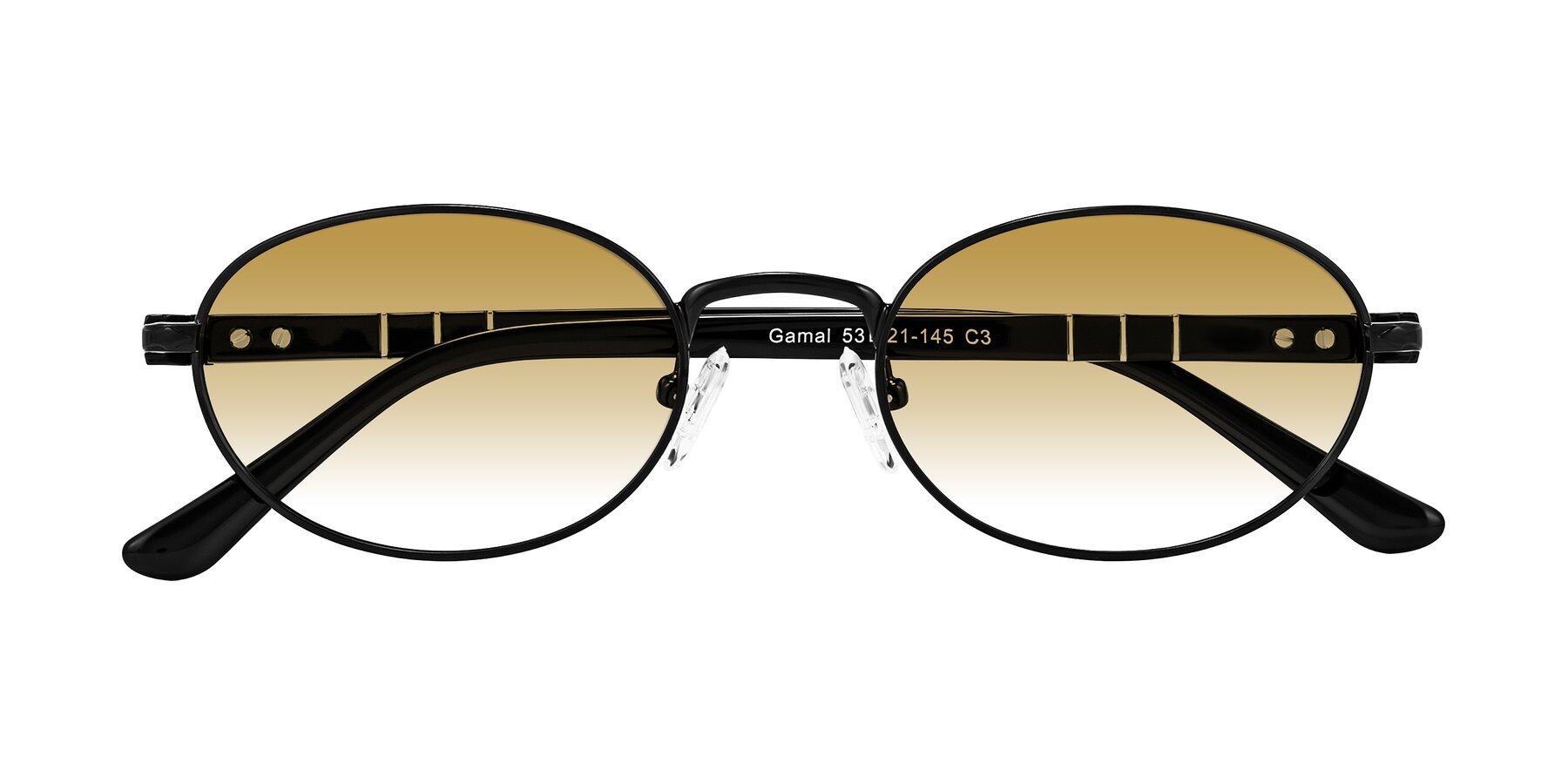 Folded Front of Gamal in Black with Champagne Gradient Lenses