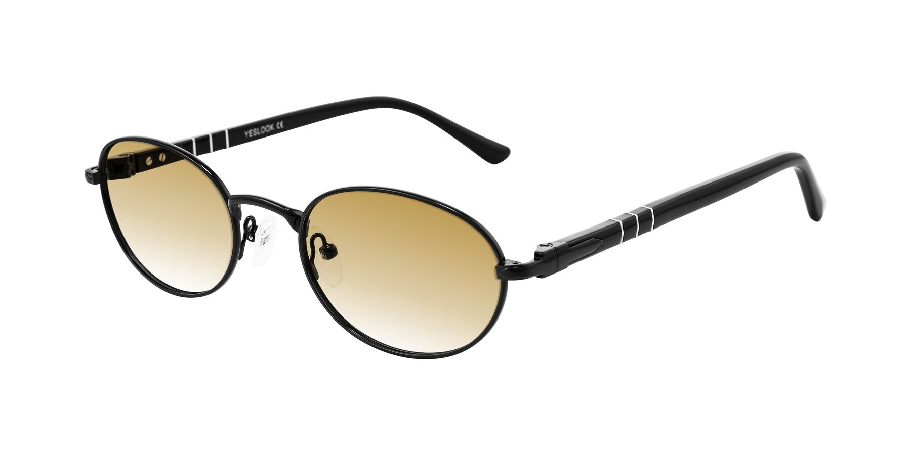Angle of Gamal in Black with Champagne Gradient Lenses