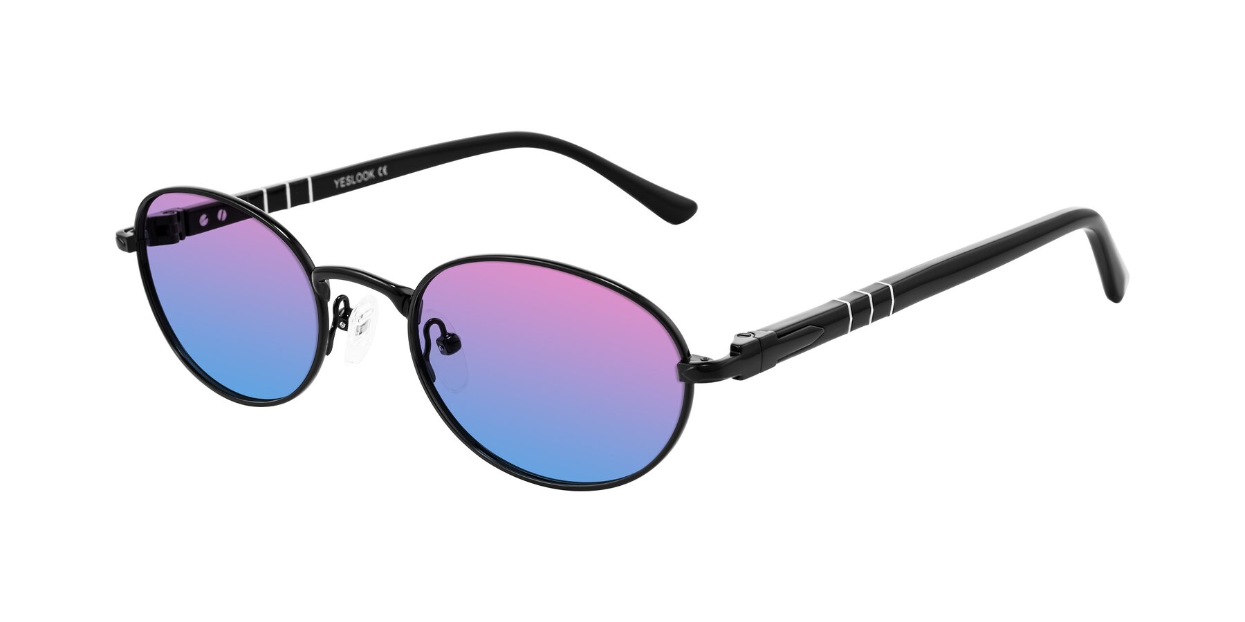 Angle of Gamal in Black with Pink / Blue Gradient Lenses