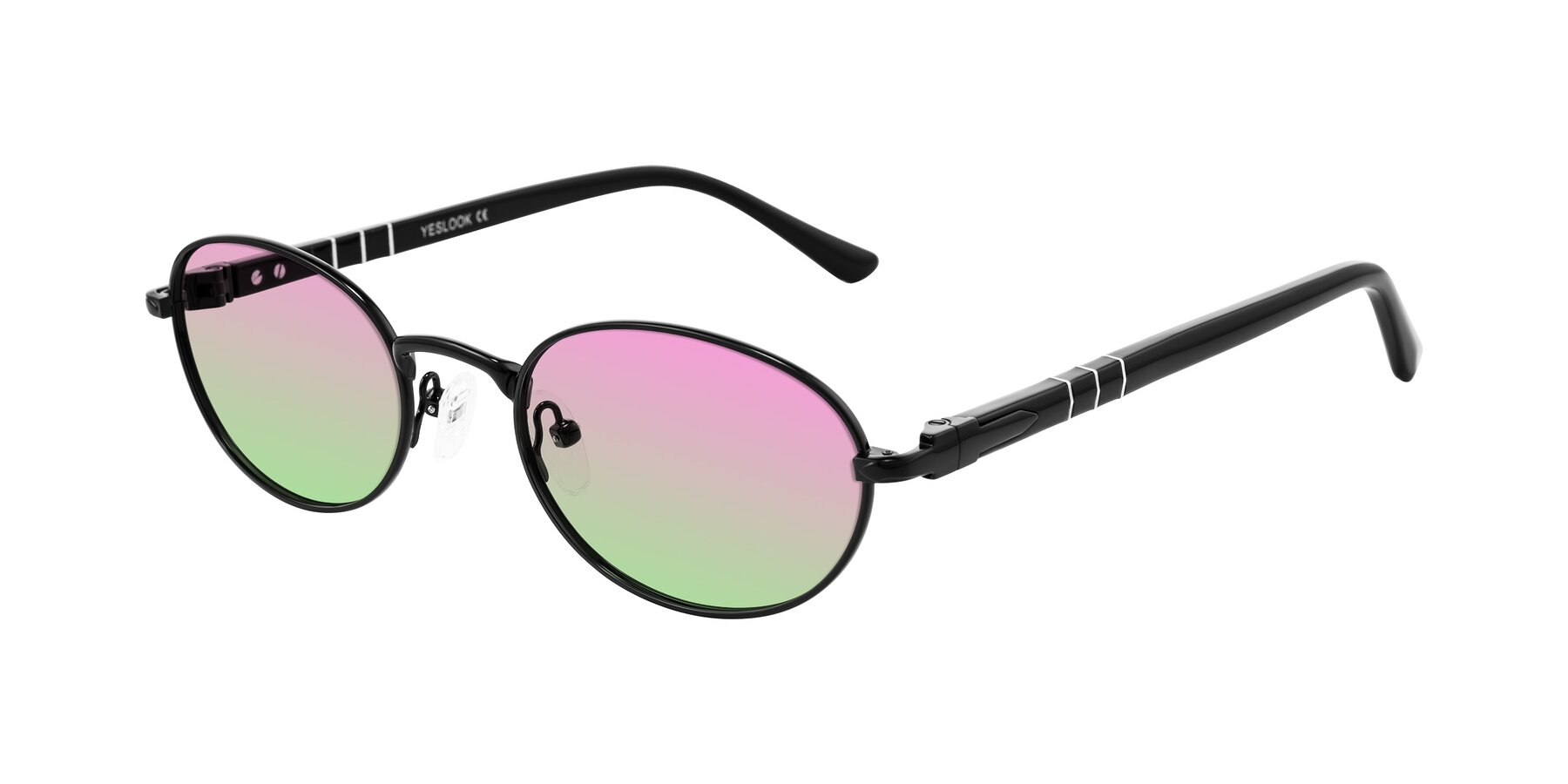 Angle of Gamal in Black with Pink / Green Gradient Lenses