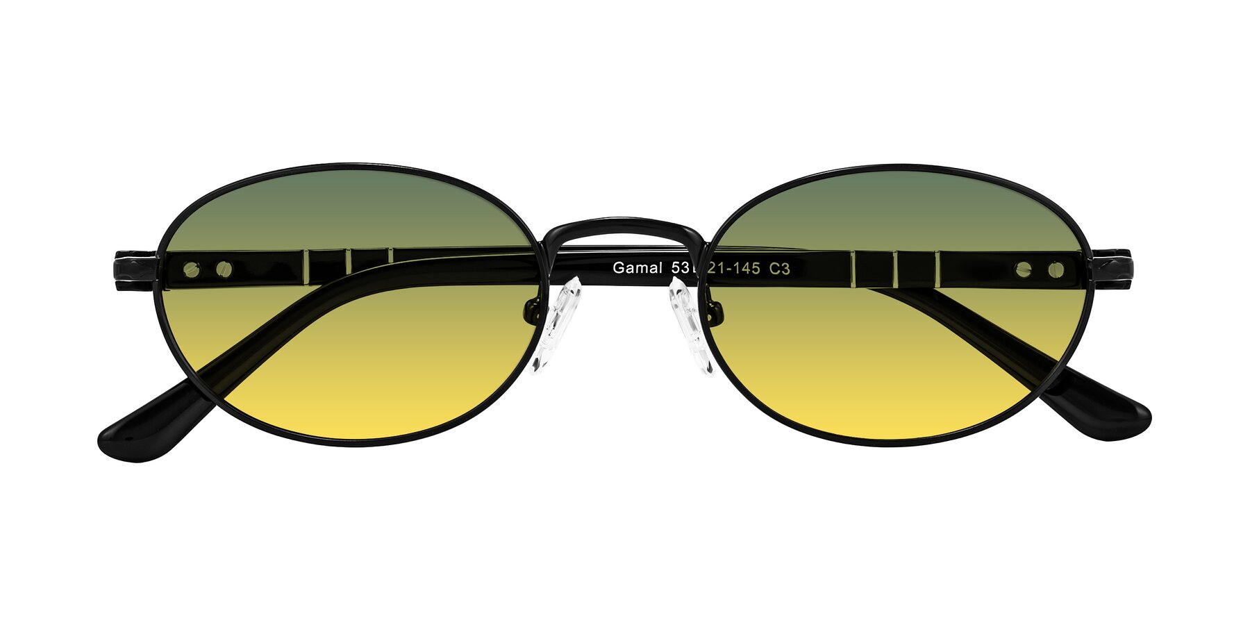 Folded Front of Gamal in Black with Green / Yellow Gradient Lenses