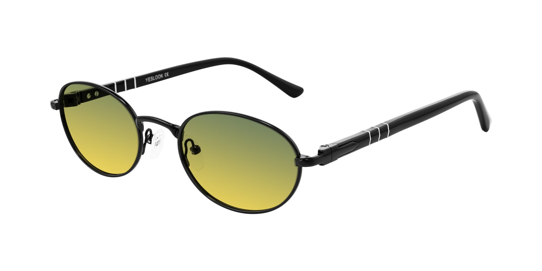 Angle of Gamal in Black with Green / Yellow Gradient Lenses