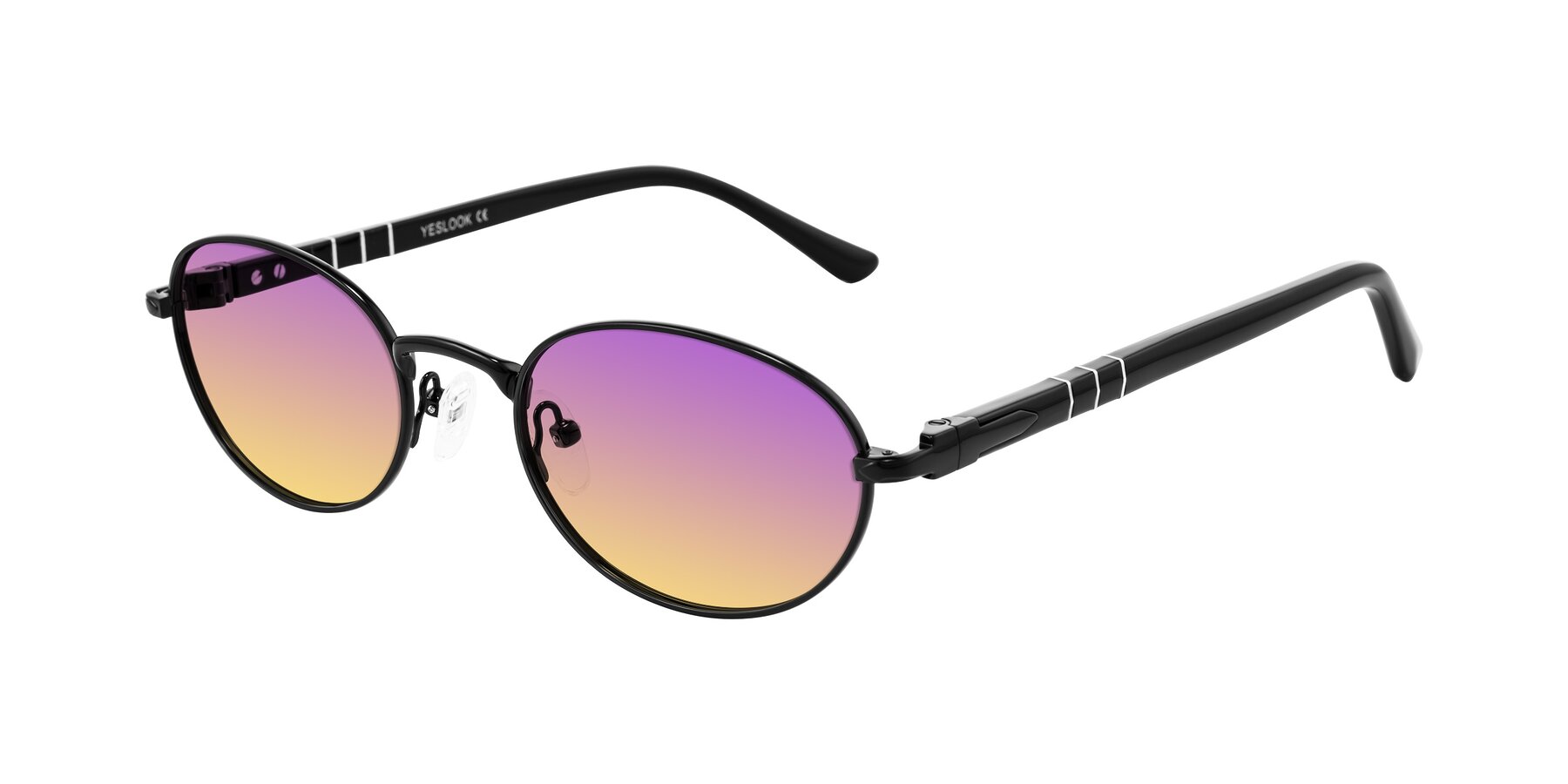 Angle of Gamal in Black with Purple / Yellow Gradient Lenses