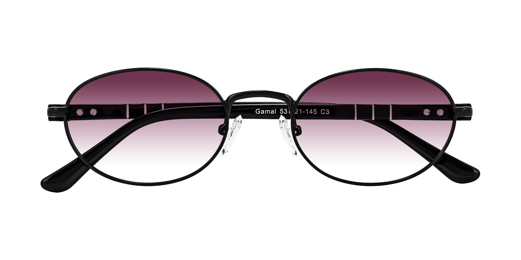 Folded Front of Gamal in Black with Wine Gradient Lenses