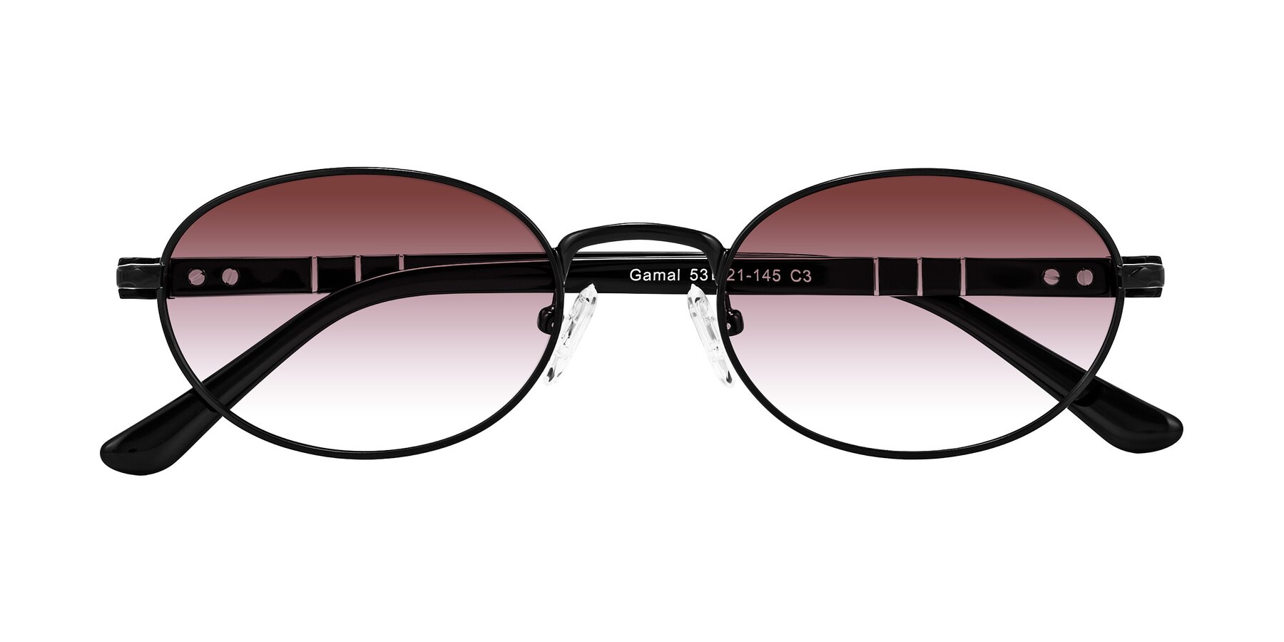 Folded Front of Gamal in Black with Garnet Gradient Lenses