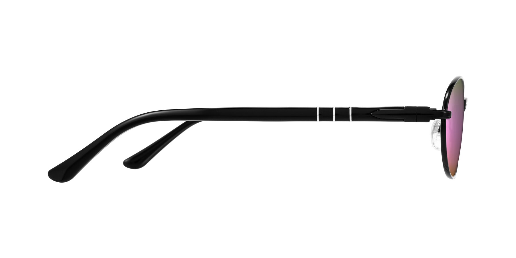 Side of Gamal in Black with Pink Mirrored Lenses