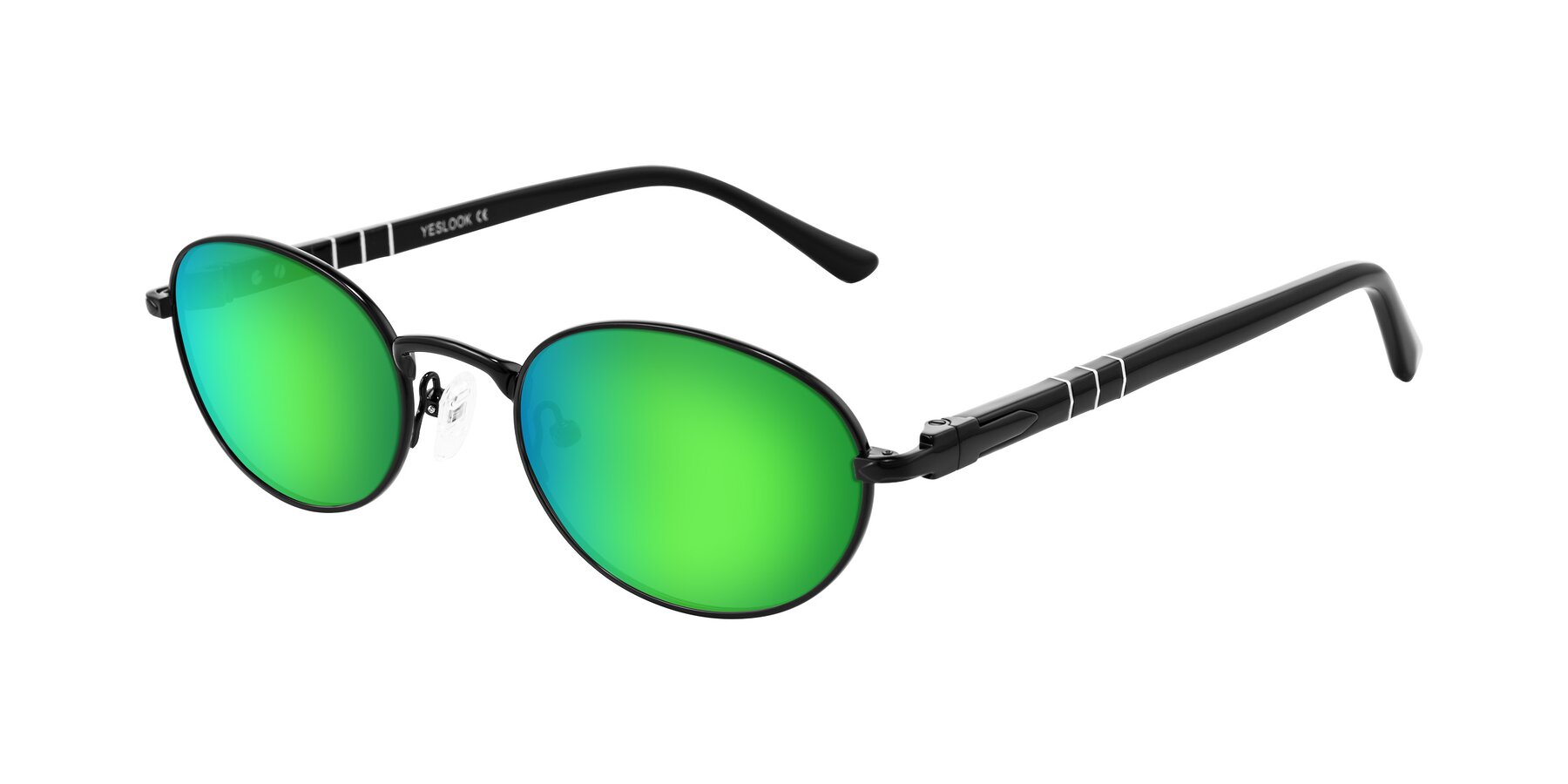 Angle of Gamal in Black with Green Mirrored Lenses