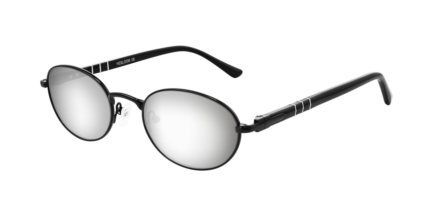 Angle of Gamal in Black with Silver Mirrored Lenses