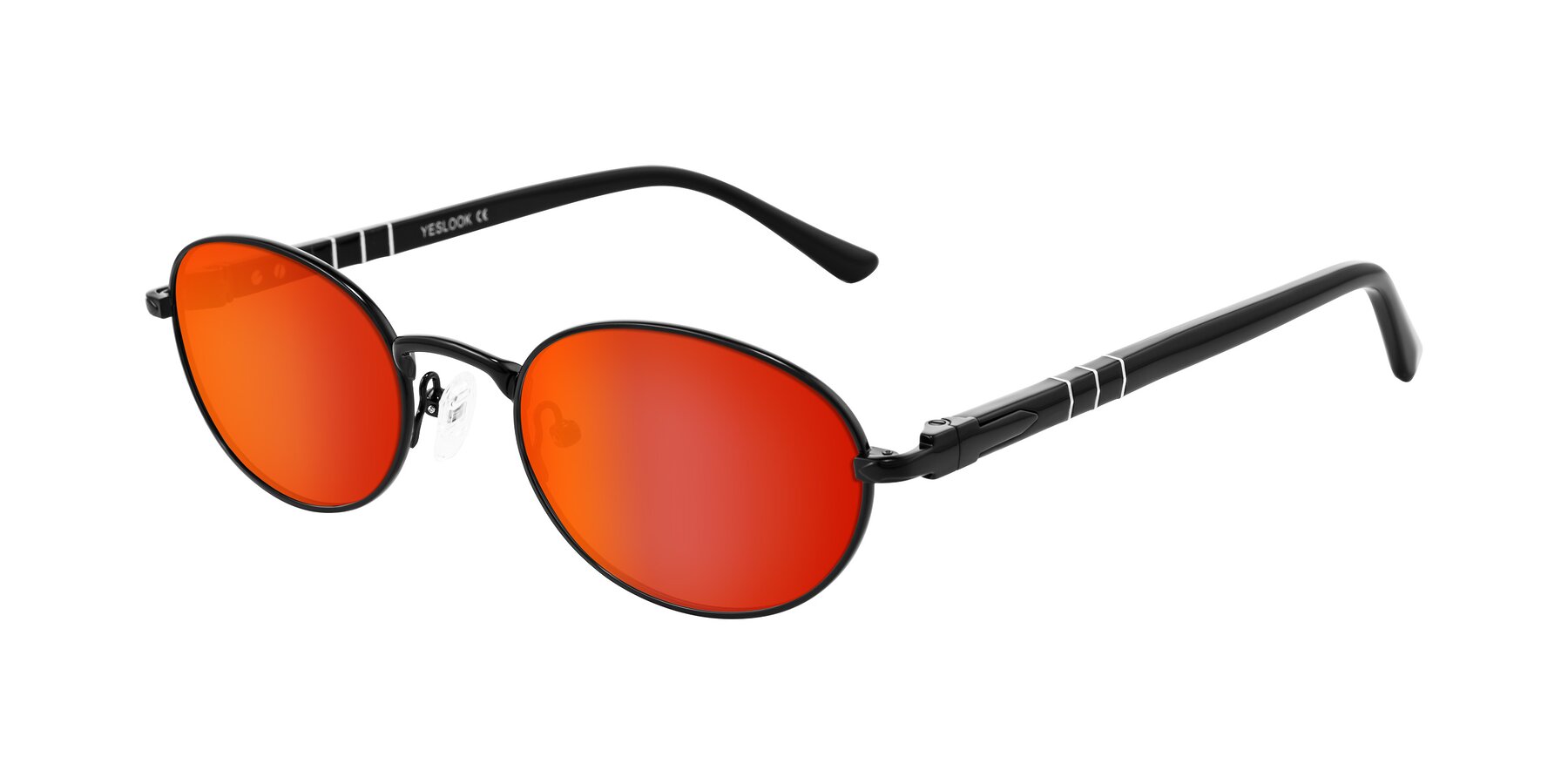 Angle of Gamal in Black with Red Gold Mirrored Lenses
