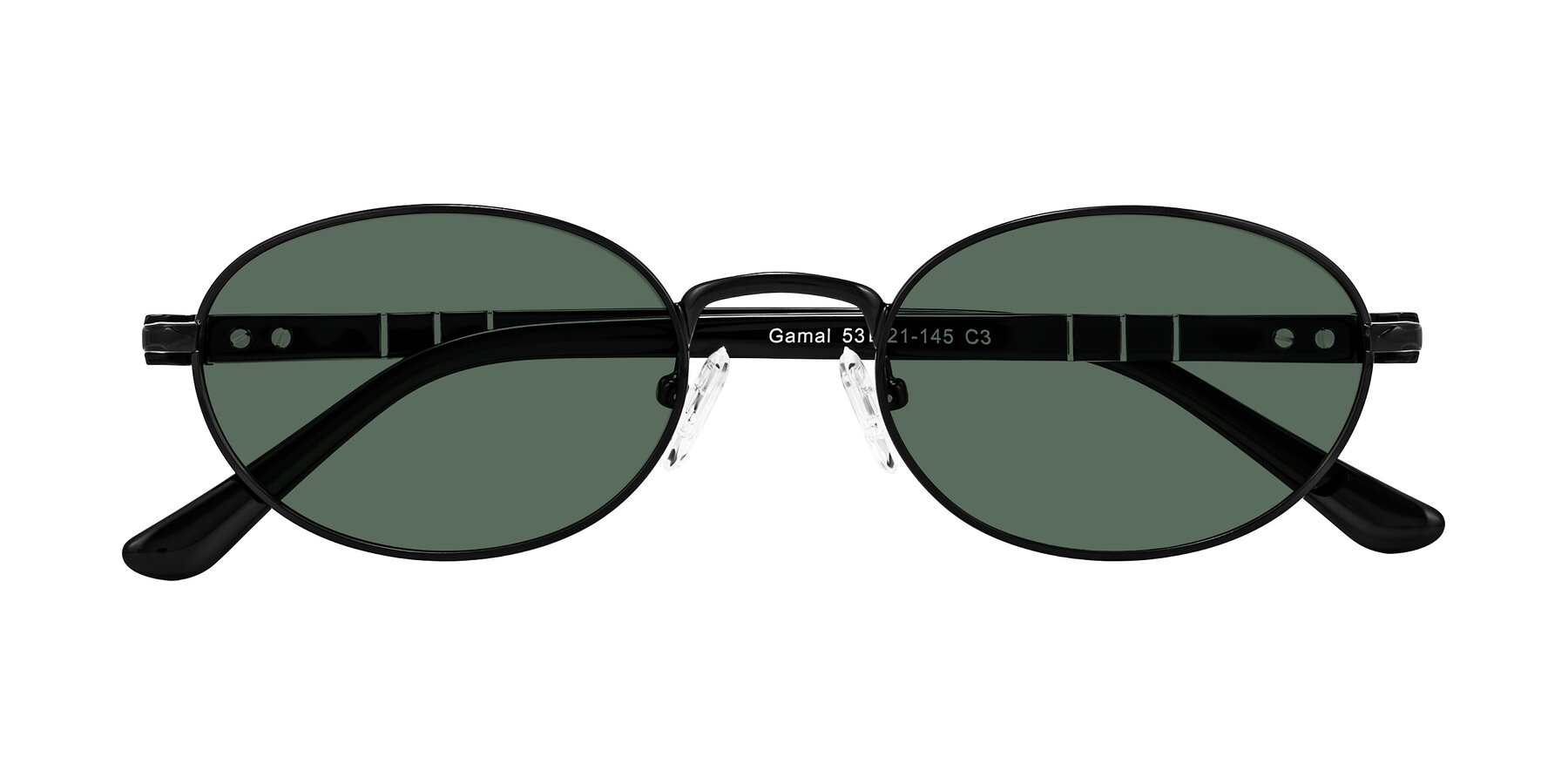 Folded Front of Gamal in Black with Green Polarized Lenses