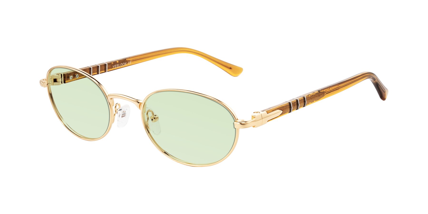 Angle of Gamal in Gold/Honey with Light Green Tinted Lenses